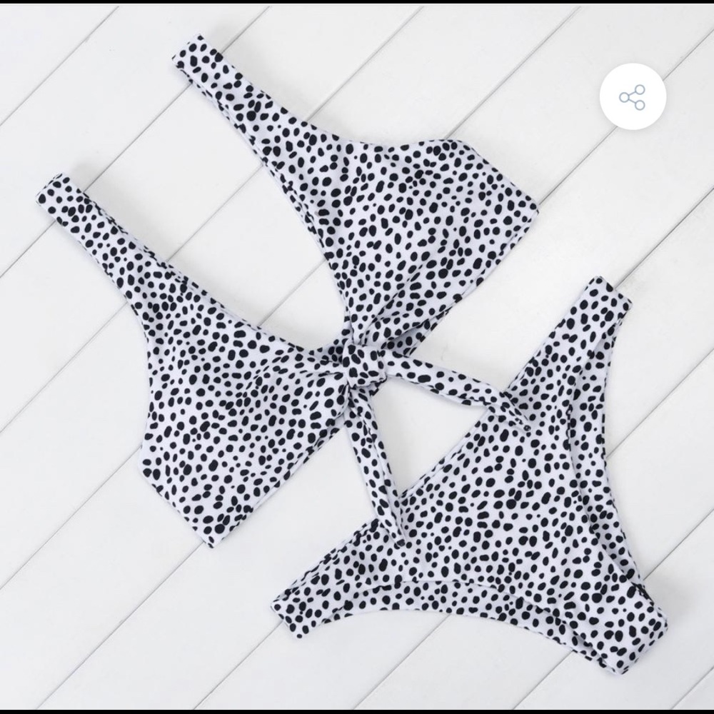 Black and white polka dot bikini